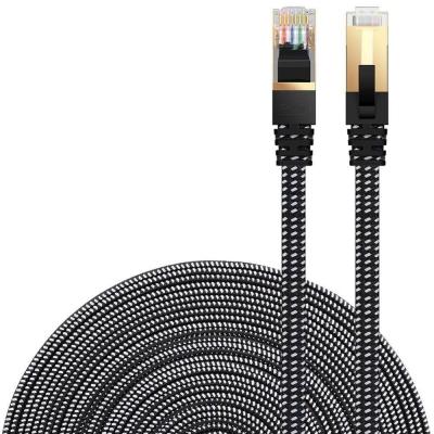 China Telecommunication Glory Nylon Braided 15m Gold Plated Plug STP Cables CAT 7 RJ45 Ethernet Cable for sale