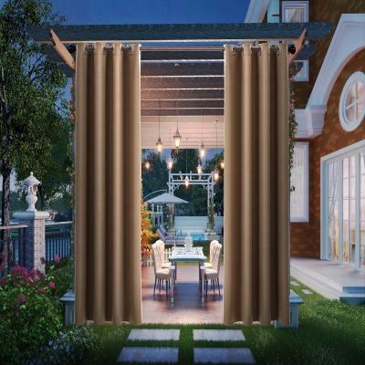 China Brown Manufacturers Simple Design Blackout Customized Outdoor Curtains For Outdoor Garden Office Cafe Lounge Patio for sale