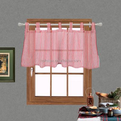 China Shade + Decoration Printed Shorts Tab Top Red Short Christmas Striped Party Decorations Curtain For Kitchen Bar for sale