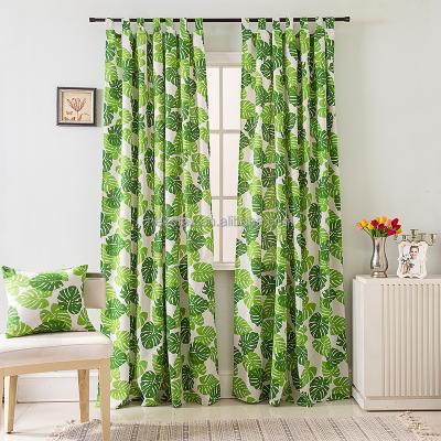 China Blackout Polyester Blackout Tab Top Eco Friendly Custom Forest Printed Leaves Curtains For Sitting Room& for sale