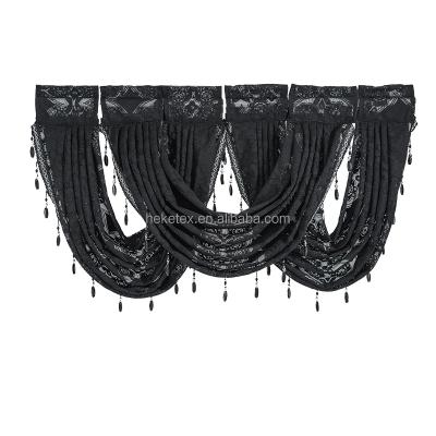 China Decoration Sheer Black Polyester Luxury Window Valance Shade And Curtain For Living Room Living Room for sale