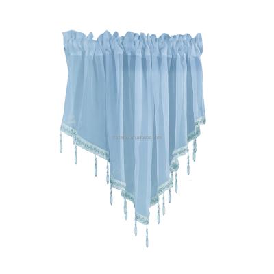 China Rod Pocket Colorful Fringe Good Quality Modern Triangular Silk Valance Sheer Curtain For Kitchen for sale