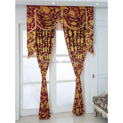 China Red Blackout Jacquard Curtain With Valance Tied Valance Living Room Without Grommet for sale