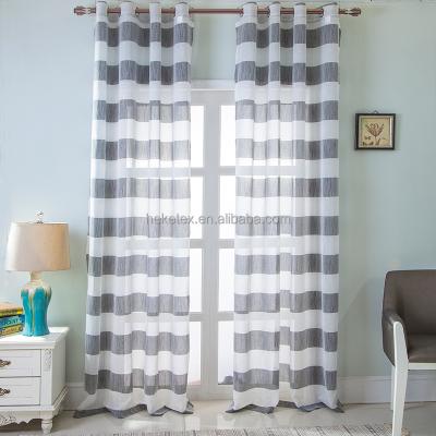 China Pretty design detached stripe sheer black blue and white living room curtain for living room bedroom for sale