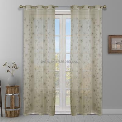 China Custom Insulated Polyester Voile Organza Embroidered Sheer Curtain For Living Room Bedroom for sale