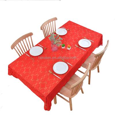 China NEW Design Disposable Embroidered Red Floral Lace Christmas Table Cloth For Kitchen Christmas Day for sale