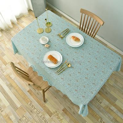 China Rectangle Disposable Wedding Price Blue Embroidered Manufacturer Sheer Fancy Tablecloth For Kitchen for sale