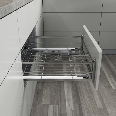 China 3 Fold+Full Extension Basket Drawer Slide System Soft Closing Side Mounted Basket Drawer Channel for sale