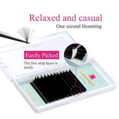 China 100% Handmade Hair Lash False Eyelash Supplier 0.03 Natural Looking Individual Fluffy Easy Fans Lash Tray Loop 12mm Lash Handmade False Eyelash Hair Mage for sale