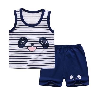 China 2021 Summer Breathable Cotton Lovely Sleeveless Short Pants Invest Baby Boy Girls Clothing Sets Toddler Sets for sale