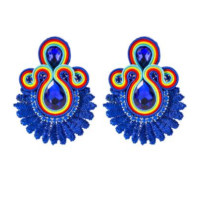 China New Design BOHEMIA Soutache Ethnic Handmade Jewelry Big Earrings Crystal Decoration Drop Earring Clothe Female Personality Accessories for sale