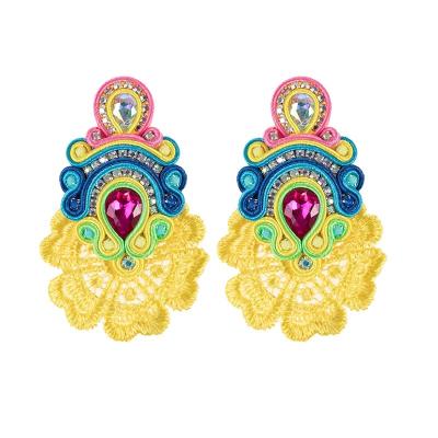 China Female Earrings New Soutache Crystal Pendant Earrings Party Gift Handmade BOHEMIA KPACTA Fashion Vintage Ethnic Earrings Oorbellen Large for sale