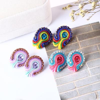 China Female Earring Crystal Decoration Earring Banquet Accessories Soutache D Earring BOHEMIA KPacTa Handmade Ethnic Style Jewelry for sale