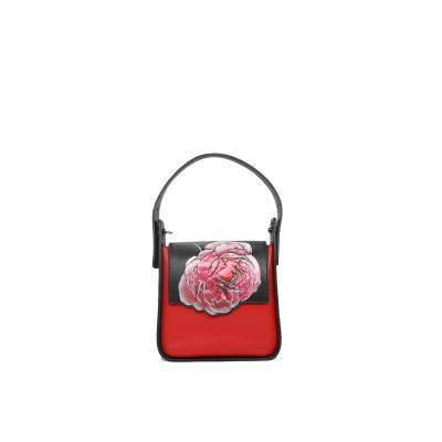 China Other Women Red Color Floral Decorated Pocket Bag Clutch Handbag Newest Retro Classic Handbags Design for sale