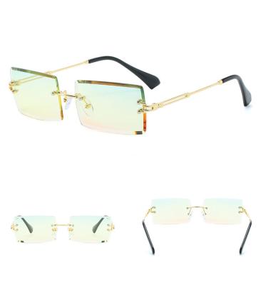 China Eyewear Trade INS Recommend Rectangle Sunglasses Colored Frameless Sunglasses Trimming Sunglasses Adjust for sale