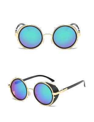 China Fashion Vintage Metal Eyewear Trade Eyewear Steampunk Windproof Round Sun Glasses Custom Sunglasses for sale