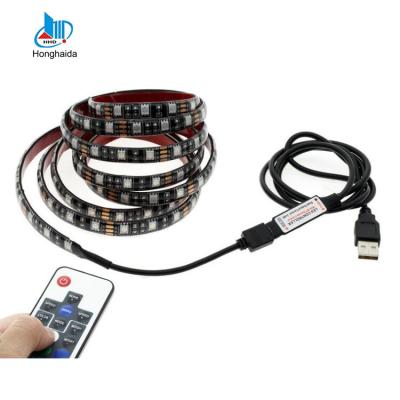 China TV TV Backlight 5V USB Powered SMD RGB 5050 Black PCB Led Strip Light 30leds/m TV Backlight Led Strip With Remote for sale