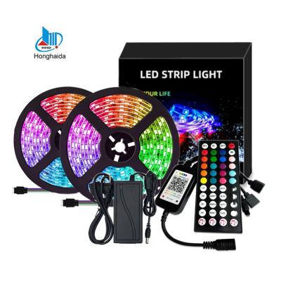 China New Decoration 10m 32.8ft smd 5050 RGB Led Strip Lights+Power Supply+44 Blutooth Main Music Controller Complete RGB Led Strip Kit for sale