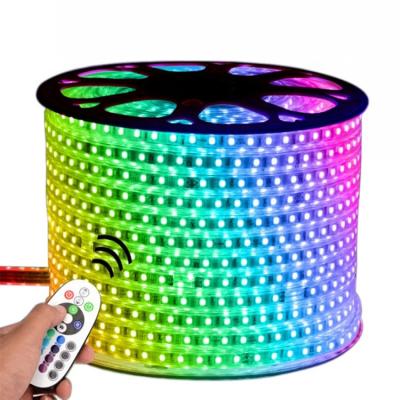 China Decoration smd 5050 100m high voltage rgb led strip 220v for sale