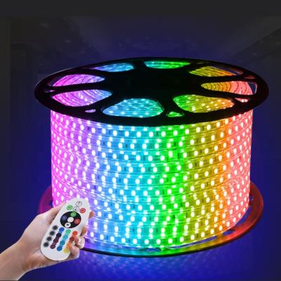 China Decoration 100 meters one roll smd 5050 changeable 220v color led strip rgb for sale