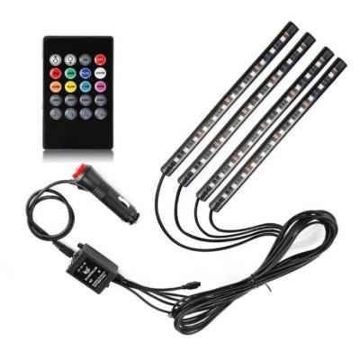 China Car interior decoration 4 pcs smd 5050 rgb car work music ambient sync led car light strips for sale