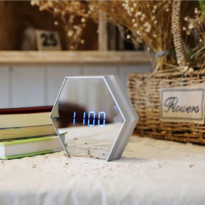 China Calendars Digital Night Light Mirror Diamond Shaped Multi Functional Alarm Clock for sale