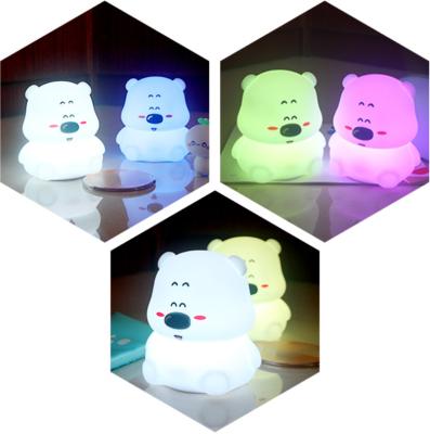 China Room USB Lithium Battery Cartoon Bear Color Night Lamp Fill Changeable Silicone Led Touch Light for sale