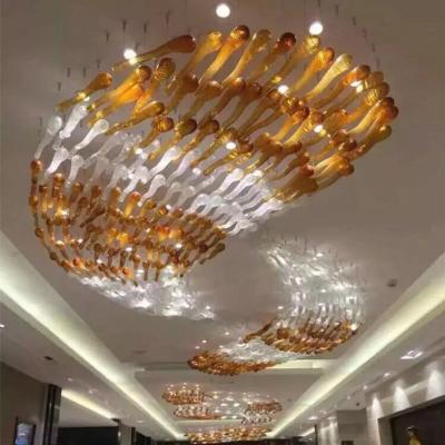 China Custom Modern Art Decor Decoration Lobby Hotel Hanging Glass Ceiling Light for sale