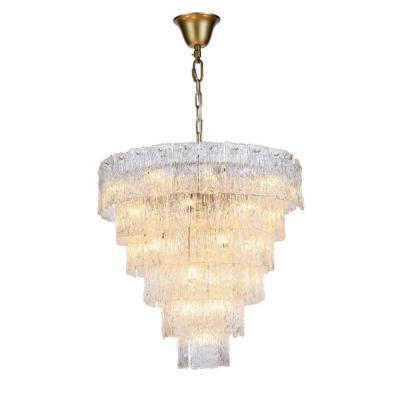 China Contemporary Style Contemporary Art Decor Frosted Crystal Glass Block Lighting Chandelier for sale