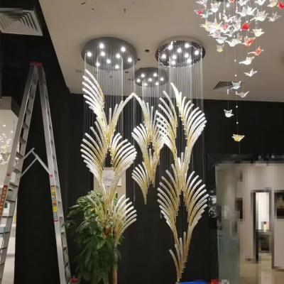 China Art Decor Ceiling Mounted LED Lighting Modern Home Decor Wave Glass Hotel Chandelier for sale