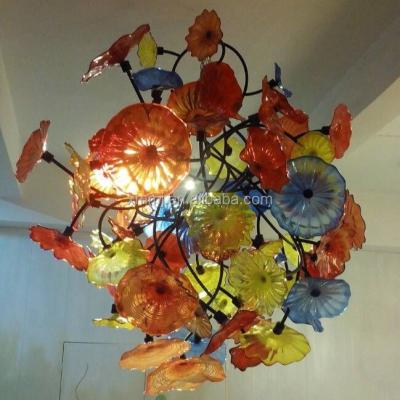 China Art Decor Modern Blown Glass Flowers Large Chandelier Handmade Art Style for sale