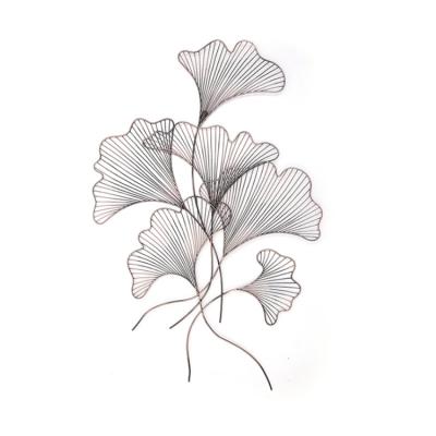 China Europe modern simple wall decoration bronze color gingko leaf wire metal craft for sale