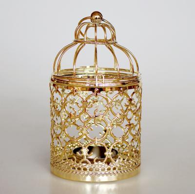 China Weddings Birdcage Design Hanging Wedding Plated Metal Decorative Candle Holder for sale