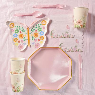 China New Design Disposable Plate For Girl Birthday Party Decoration Tableware Kit Paper Plate Each Party Custom Dishes for sale