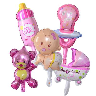 China Promotional Toy 5PCS Baby Shower Foil Balloons Set Party Decoration Girl or Boy Foil Balloons Newborn Baby Set for sale