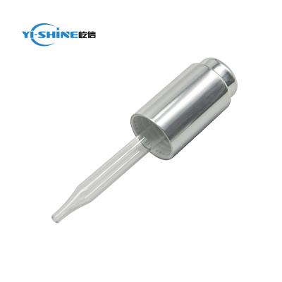 China Non Spill 18mm Shiny Silver Aluminum Dropper Pump Aluminum Dropper For Oil for sale