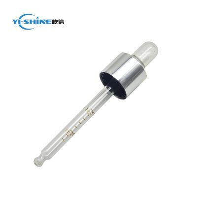 China Non Spill Shiny Silver PVC Essential Oil Dropper Glass Dropper Pipette for sale