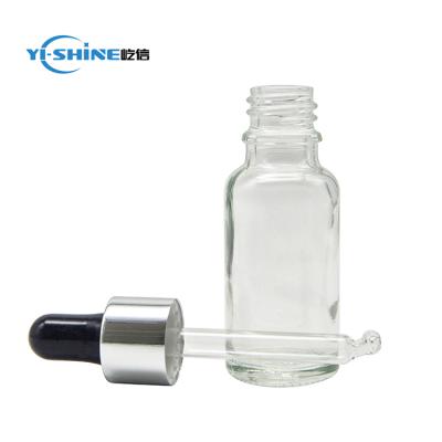 China 20ml Essential Oil Silver Dropper Bottles Clear Essential Oil Glass Bottle for sale