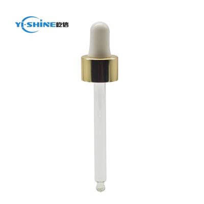 China Non Spill 18 400 Gold Aluminum Dropper Glass Pipette Dropper Tip Cap for sale