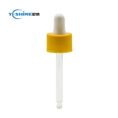 China Non Spill 24 Yellow Glass Plastic Dropper Tip 410 Dropper Pipette Vertical Stripes for sale