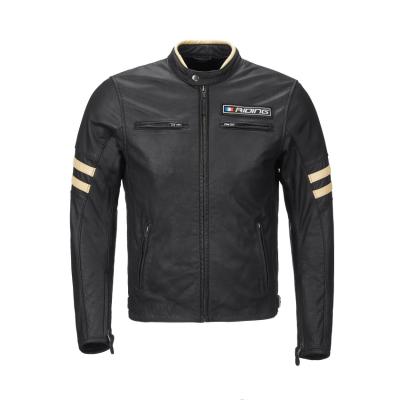 China Hot Selling Anti-UV Black Zipper Motorcycle Genuine Leather Jacket For Men for sale