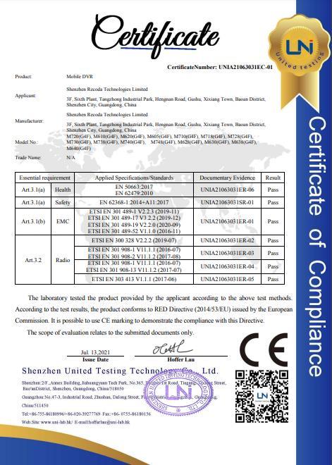 CE - Shenzhen Recoda Technologies Limited