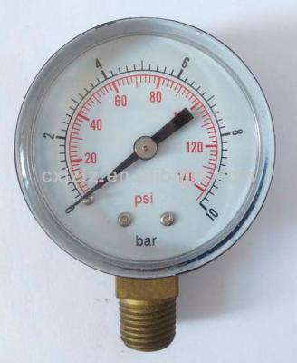 China Y50A-10bar Pressure Gauge Meter with Black Case or Plastic Case, Plastic Snap-in Len, Bottom Connction 1.5