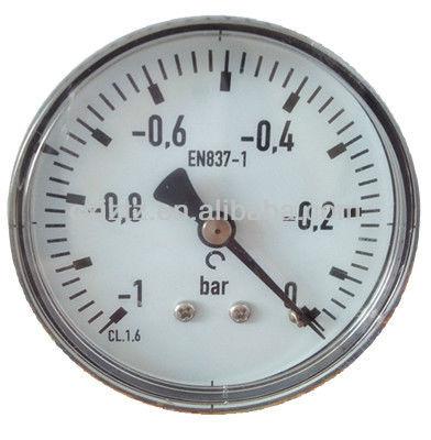 China Y63ZA Vacuum Pessure Gauge with Black Case or Plastic Case, Plastic Snap-in Len, Back Connction 1.5