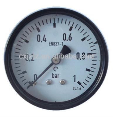 China Y63ZR-1bar Pressure Gauge with Black Case, Black Bezel, Back Coonction 2.5