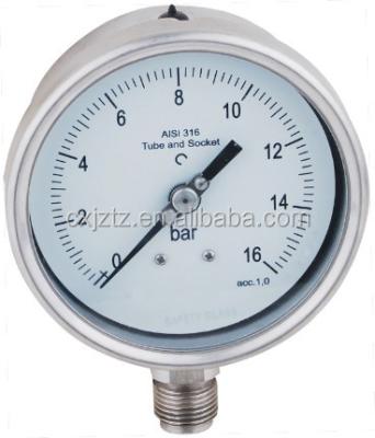 China 160mm mbar low pressure gauge all stanless steel manometer with bottom connection 4.0