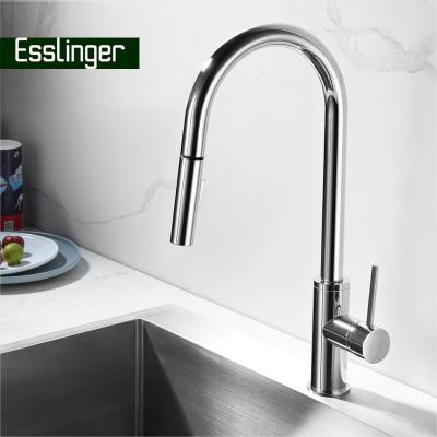 China Pull Out Spray Water Faucet Kitchen Modern Matte Black Kitchen Taps Brass Pull Out Kitchen Mixer Sink Faucets for sale