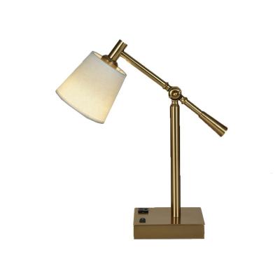 China Lighting Functions CE Certified Hilton Garden Inn Hotel Lamps Guest Room Bedside Reading Desk Lamp With Gold Base for sale