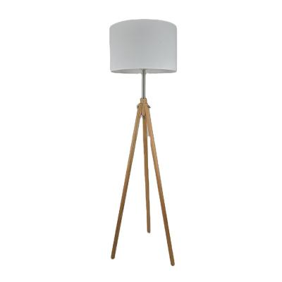 China Functions Lighting CUL Certified Tripod Floor Lamp Fabric Wood Shade For Hotel Guest Room for sale