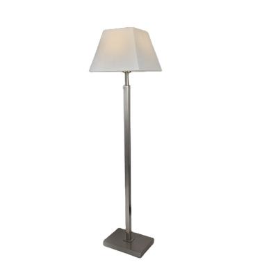 China Lighting Works American Simple Hotel Floor Lamp With Fabric Shade Brushed Nickel Guest Room Standing Led Floor Lamps for sale